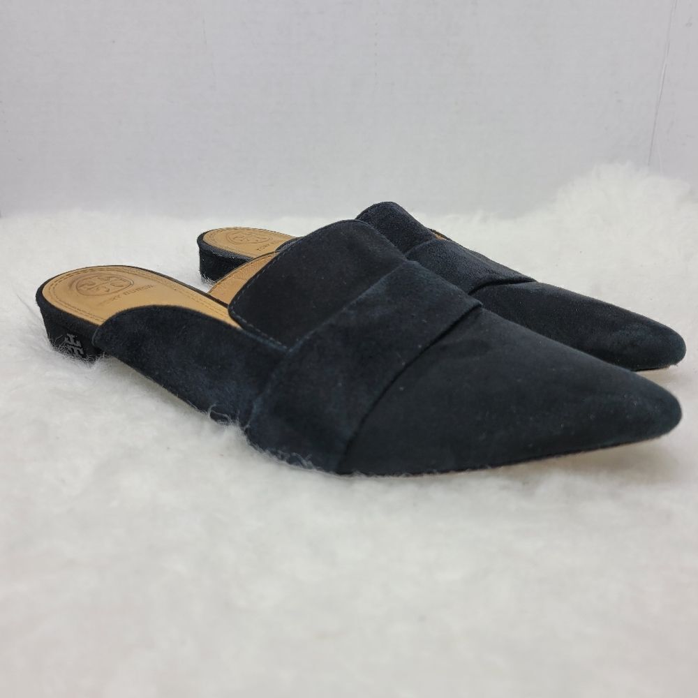 Tory Burch Women's Black Rosalind Pointed-toe Suede Mules Size 7 M